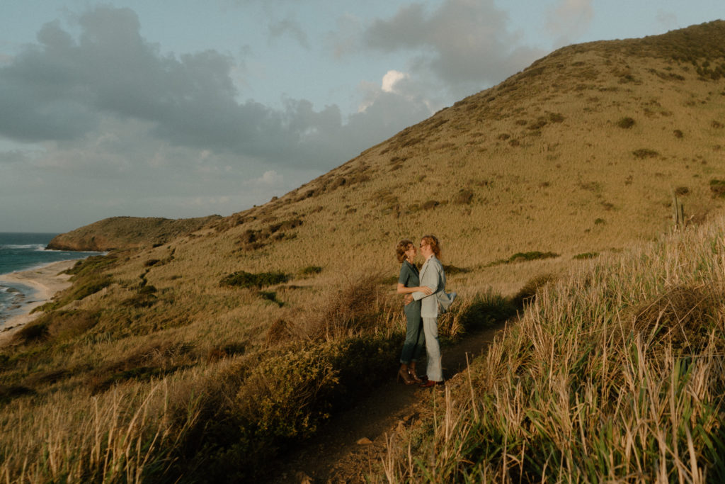 couple embracing at their st. croix elopement photos