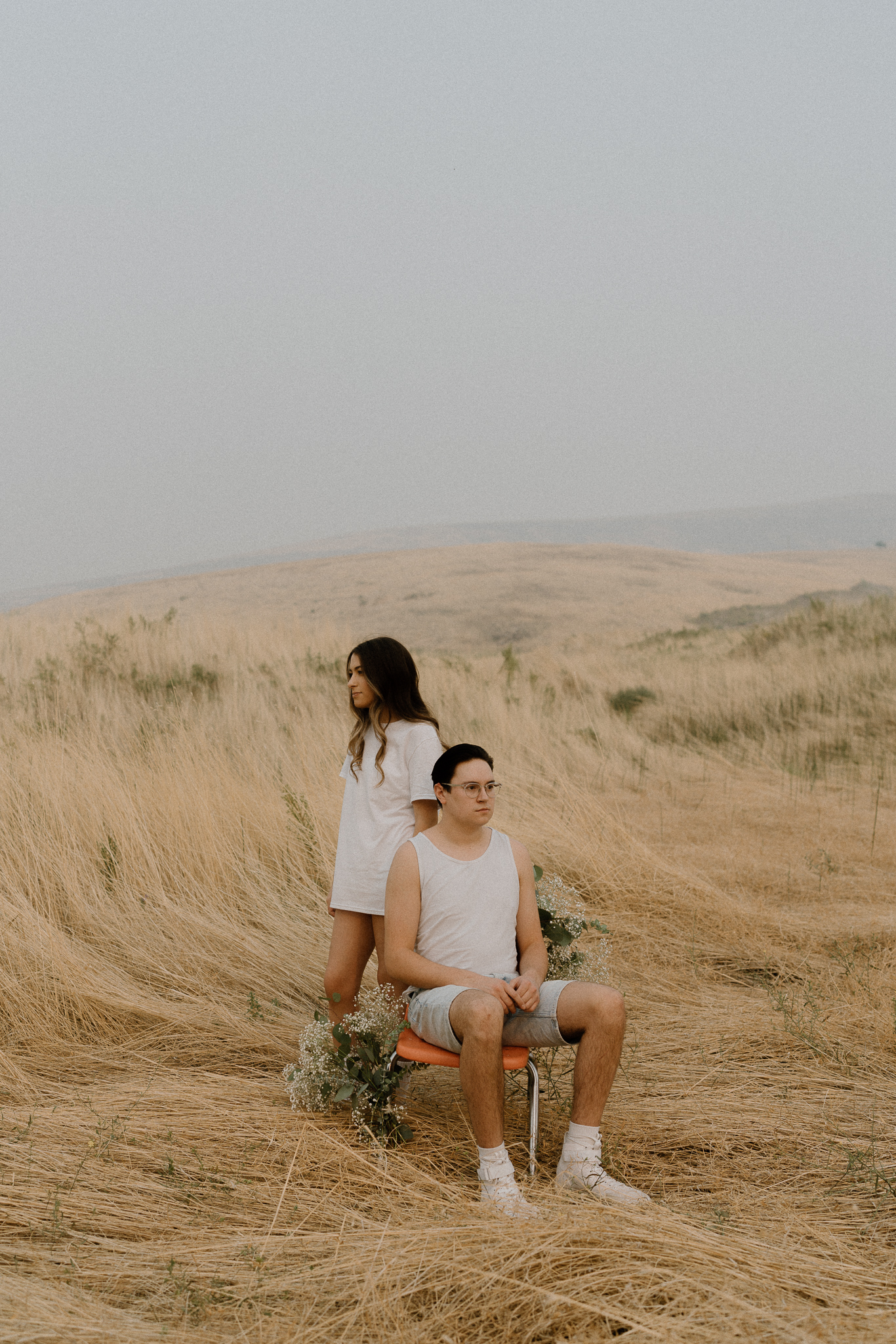 Quirky, creative, ethereal couples photography by the snake river in Washington State. eccentric engagement shoot 