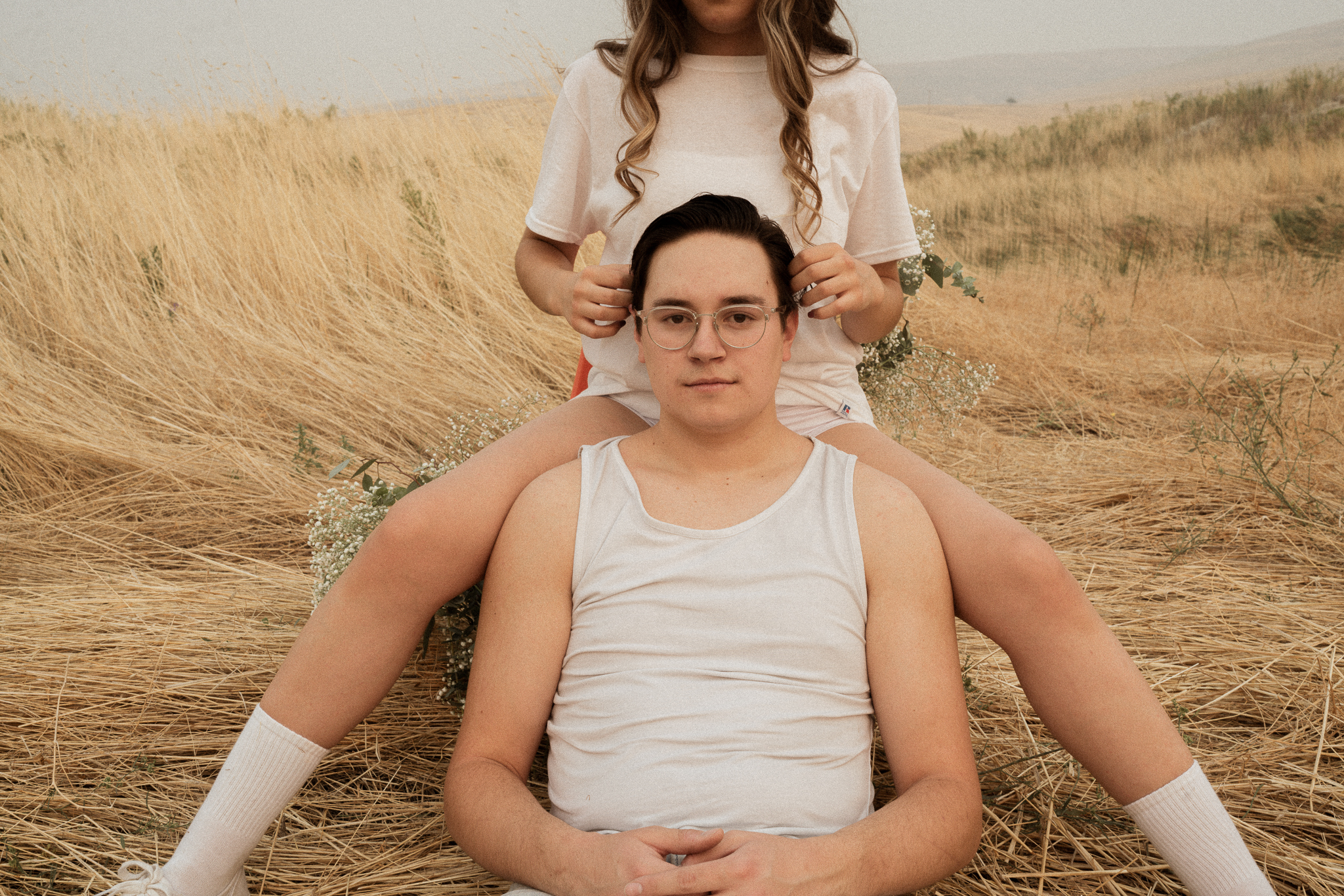 Quirky, creative, ethereal couples photography by the snake river in Washington State. eccentric engagement shoot 