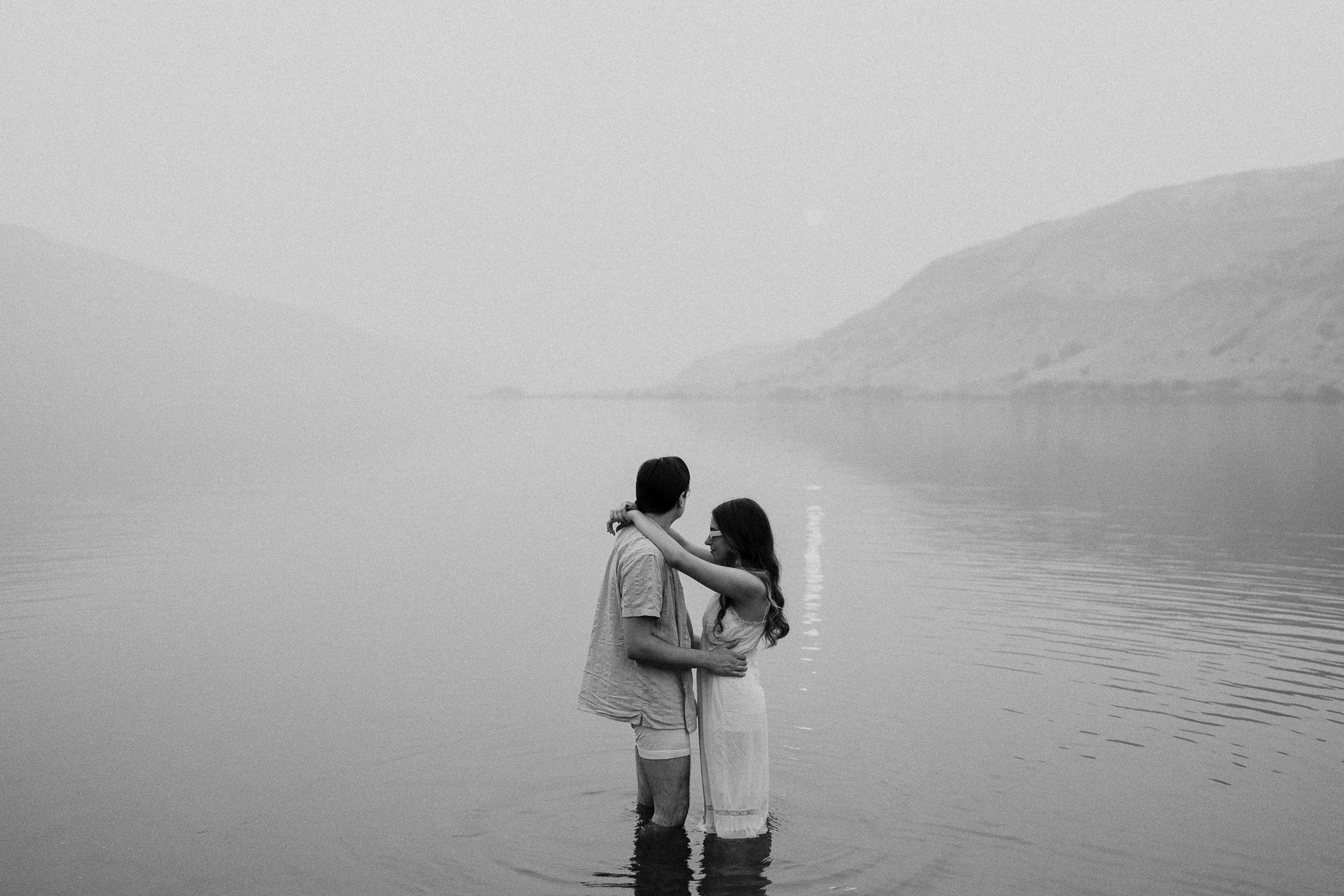 Quirky, creative, ethereal couples photography by the snake river in Washington State. eccentric engagement shoot 