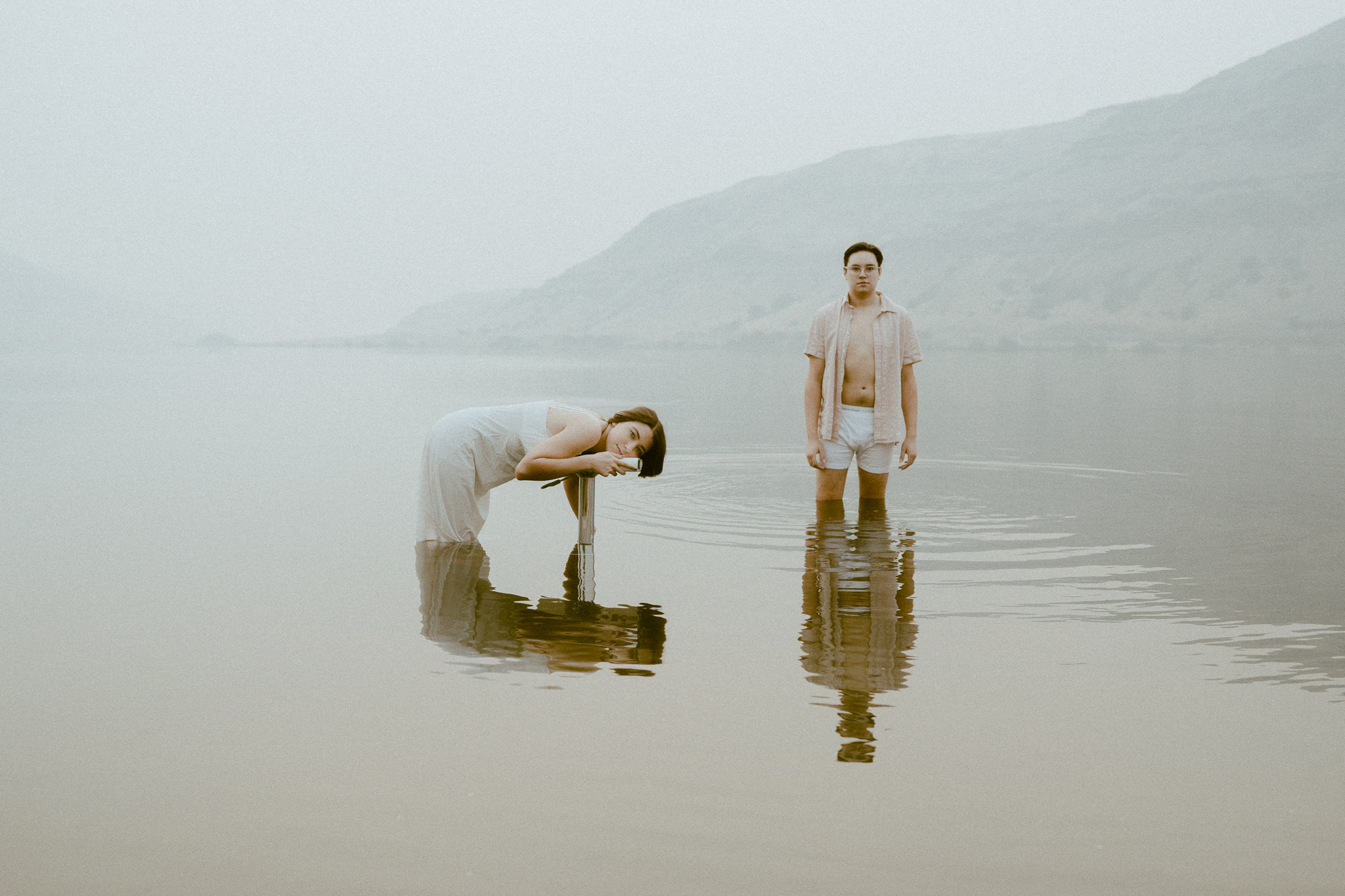 Quirky, creative, ethereal couples photography by the snake river in Washington State. eccentric engagement shoot 