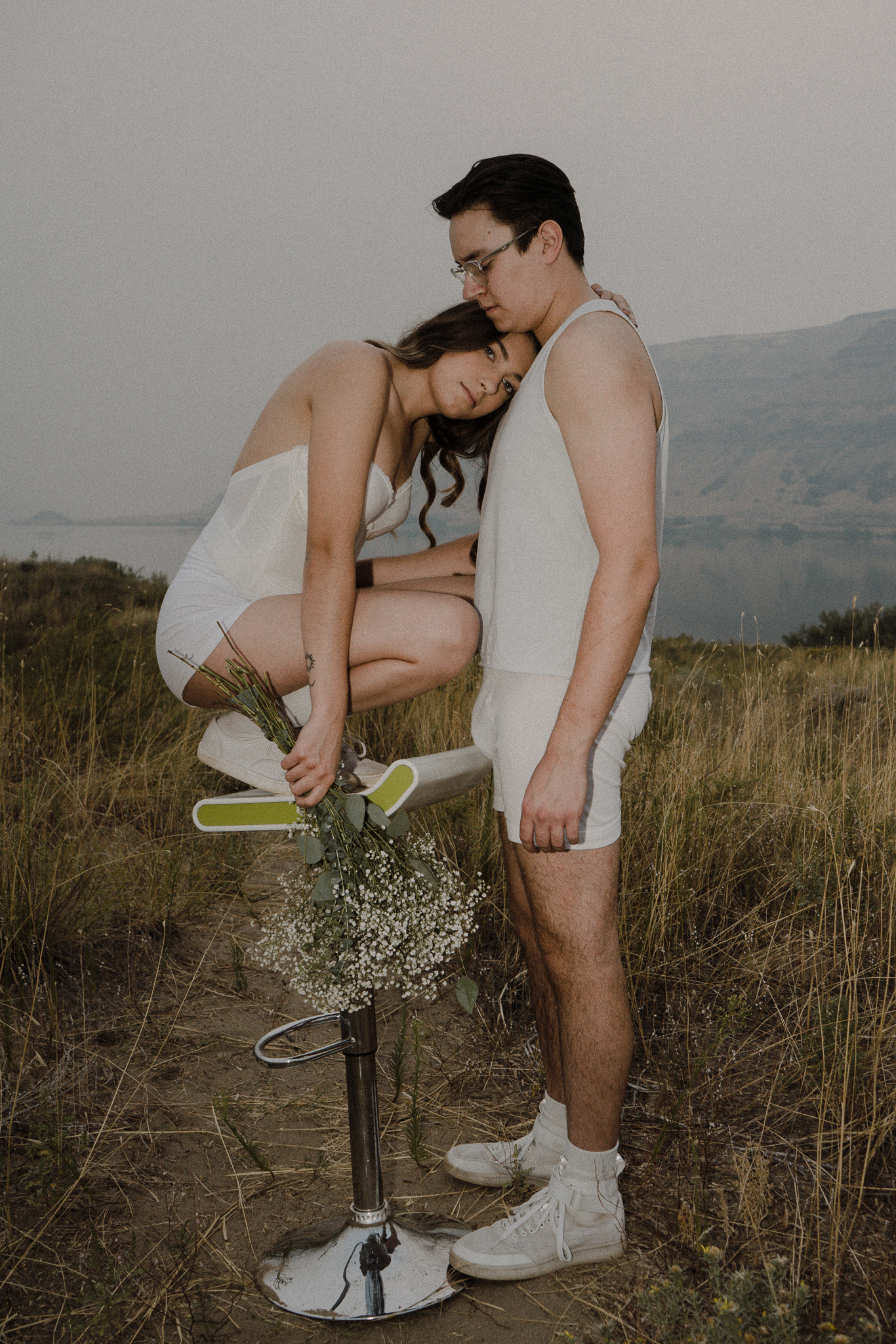 Quirky, creative, ethereal couples photography by the snake river in Washington State. eccentric engagement shoot 