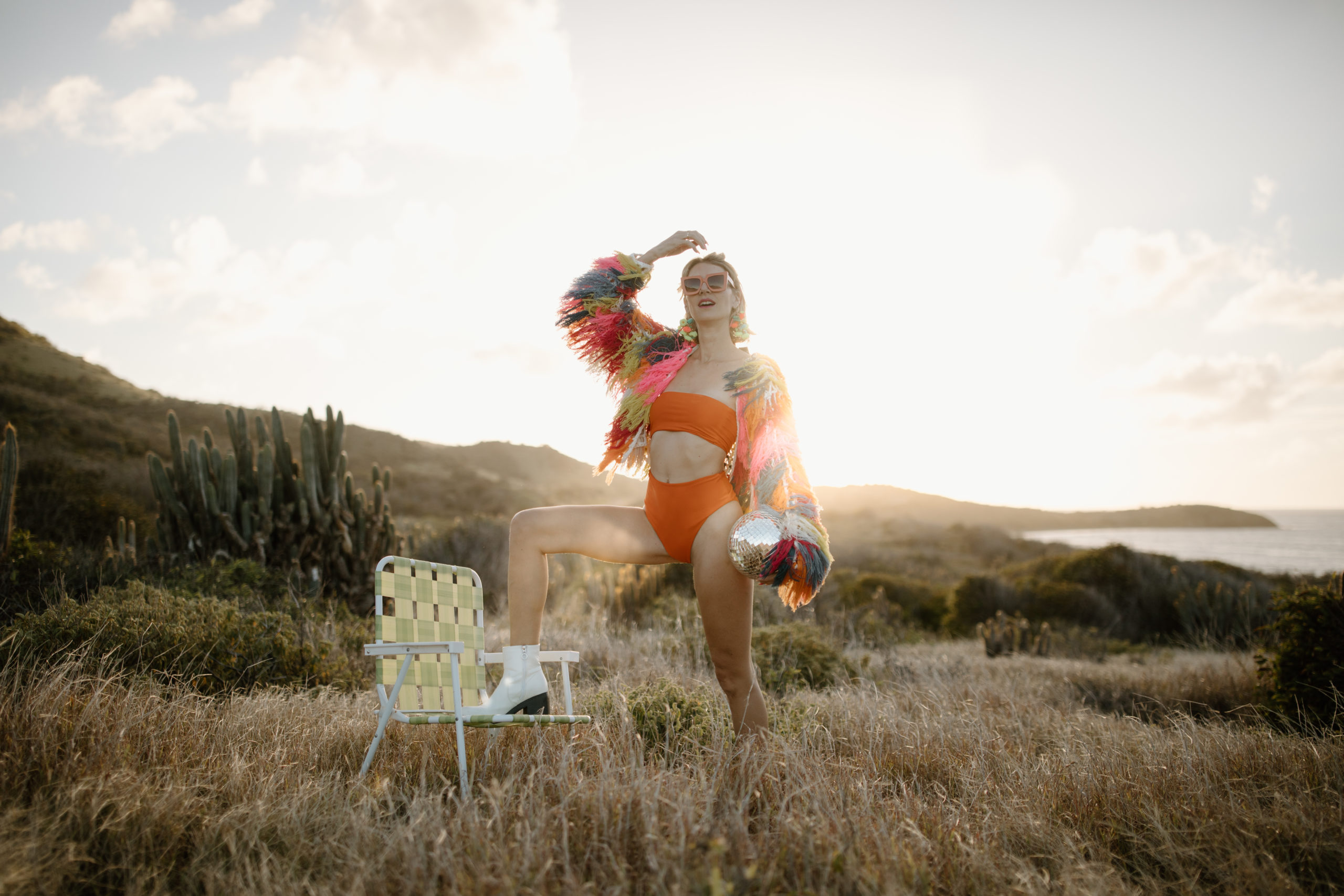 A quirky desert disco portrait photography session in St. Croix. 