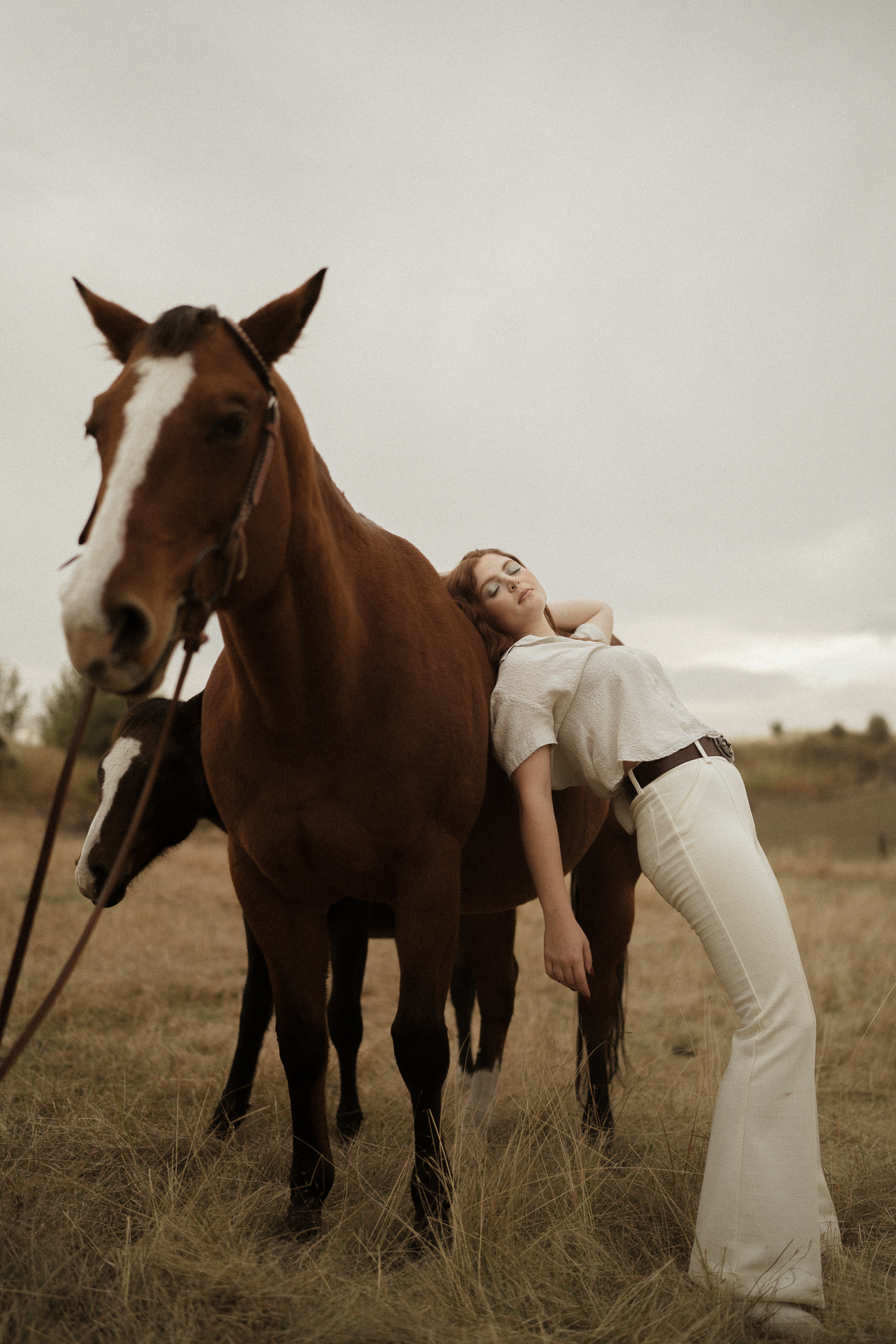 A creative portrait session with horses