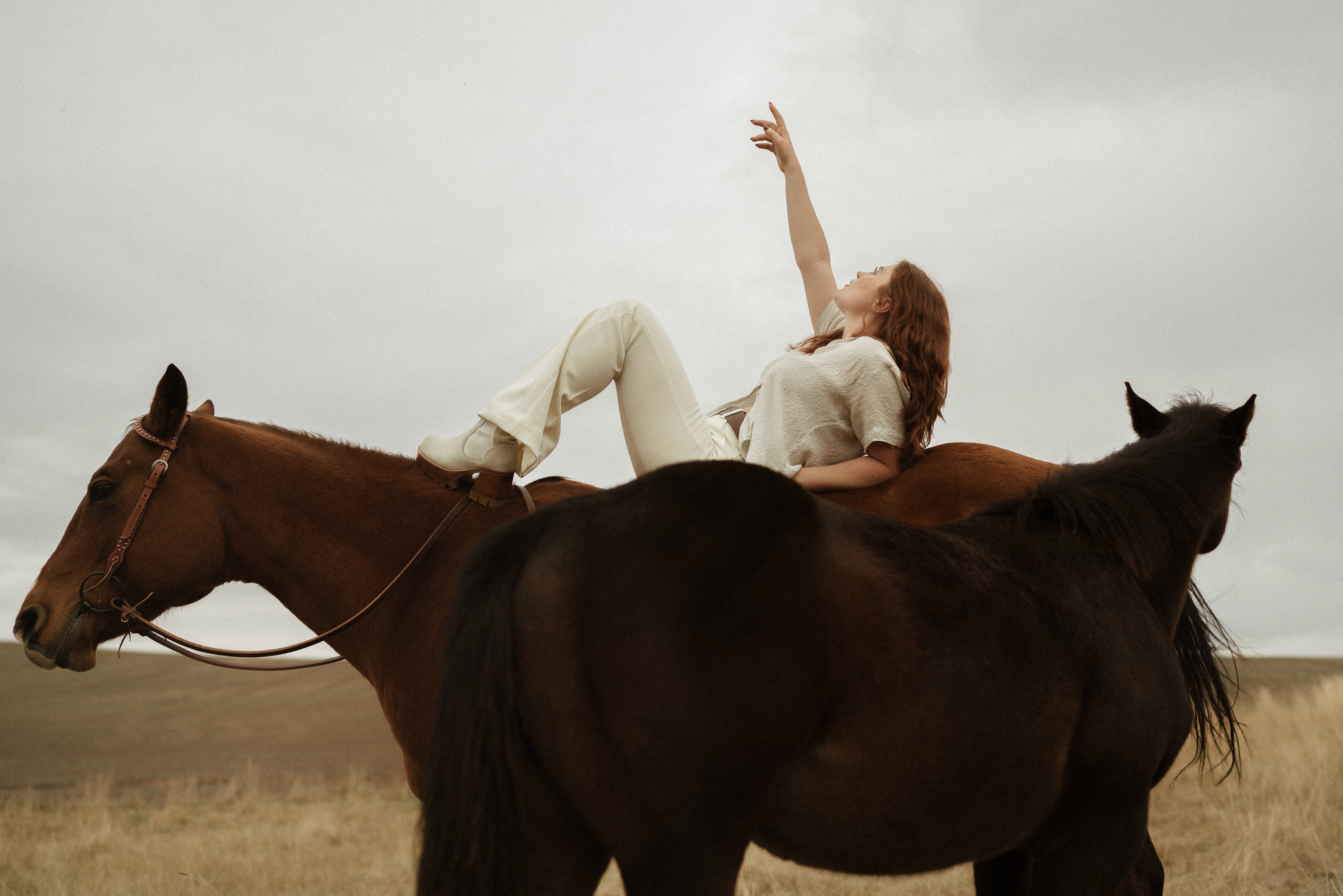 A creative portrait session with horses