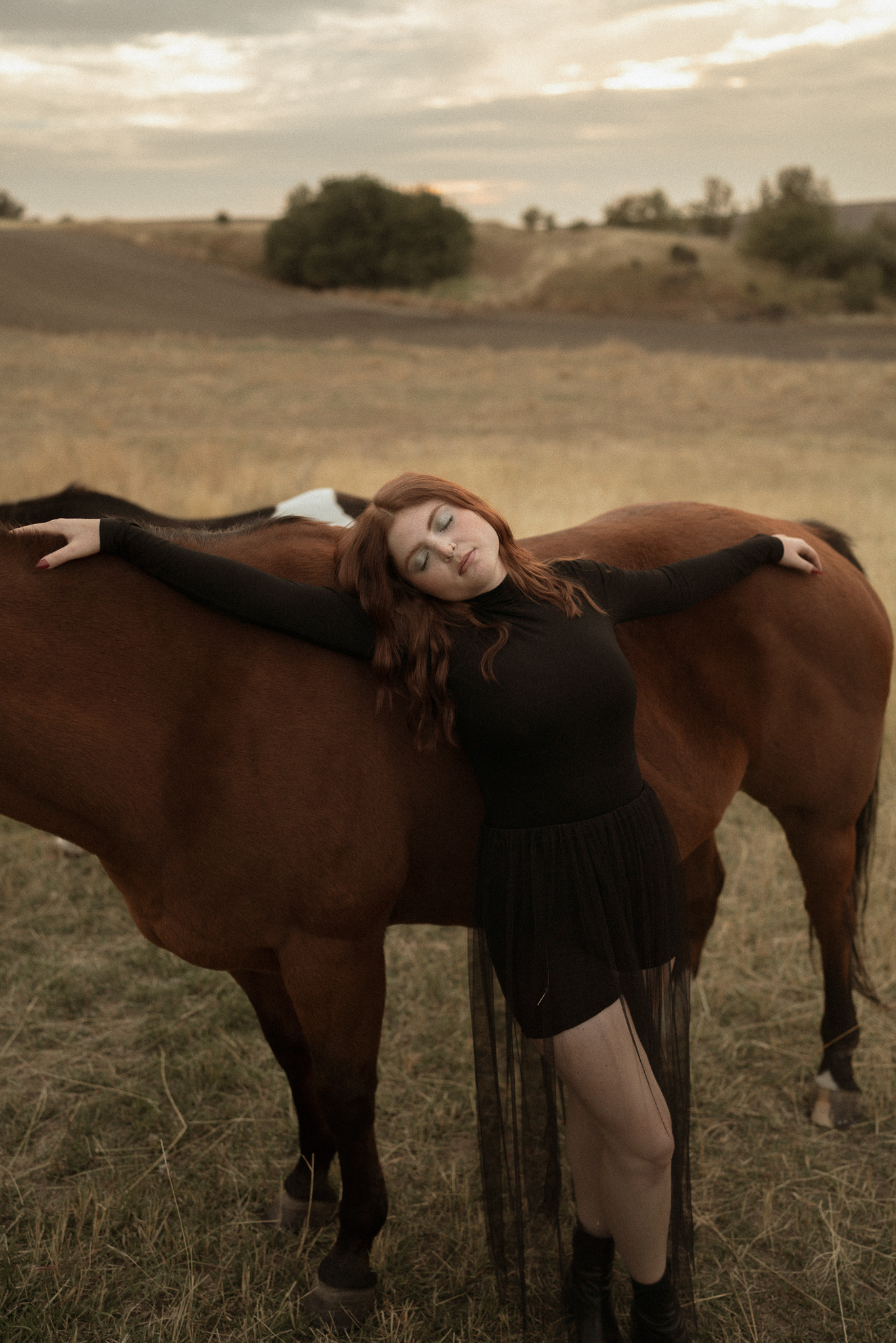 A creative portrait session with horses