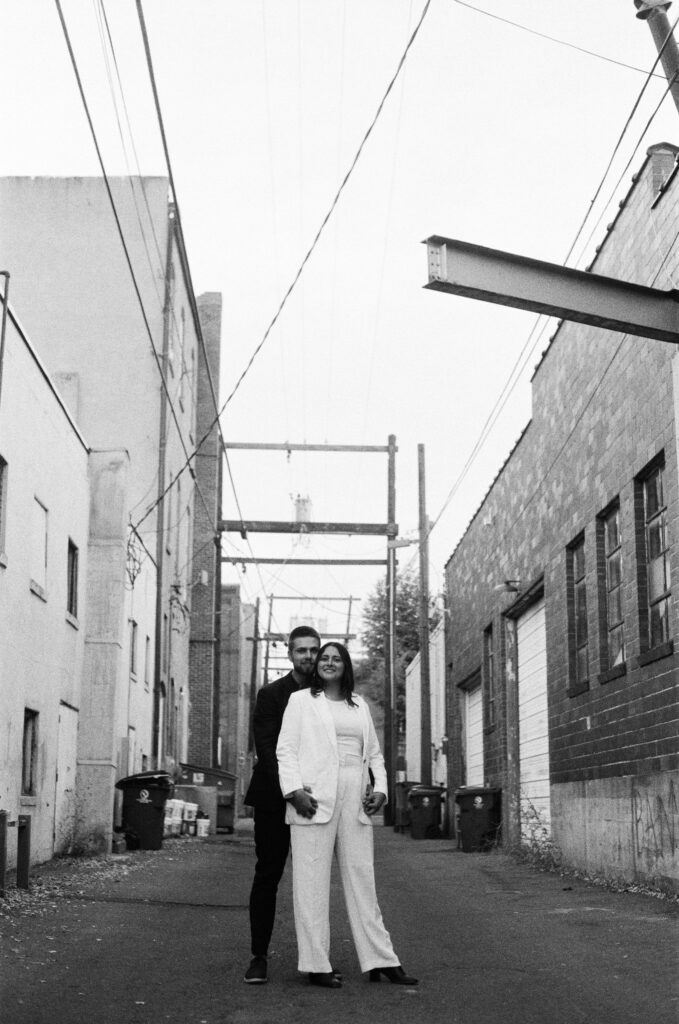 downtown engagement session on film