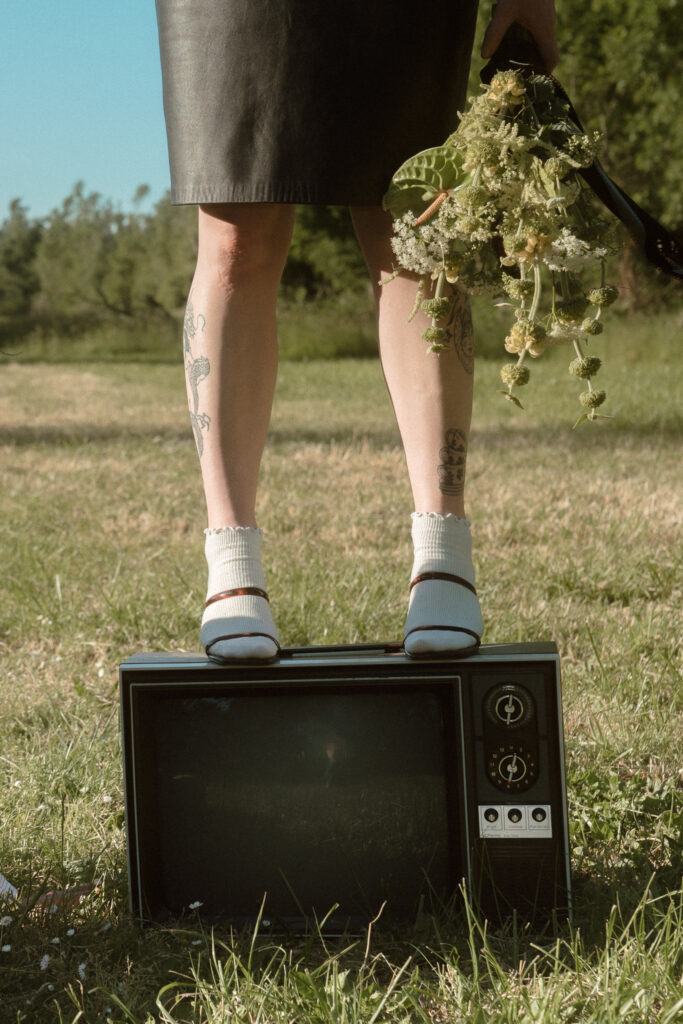 retro futuristic engagement shoot