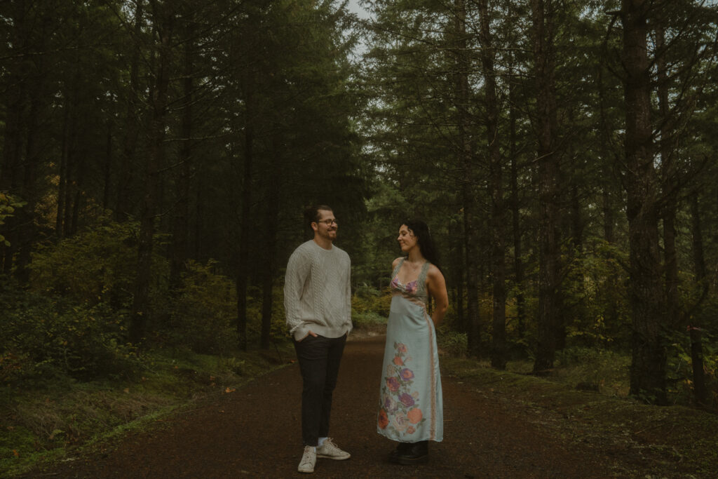 moody engagement session in oregon