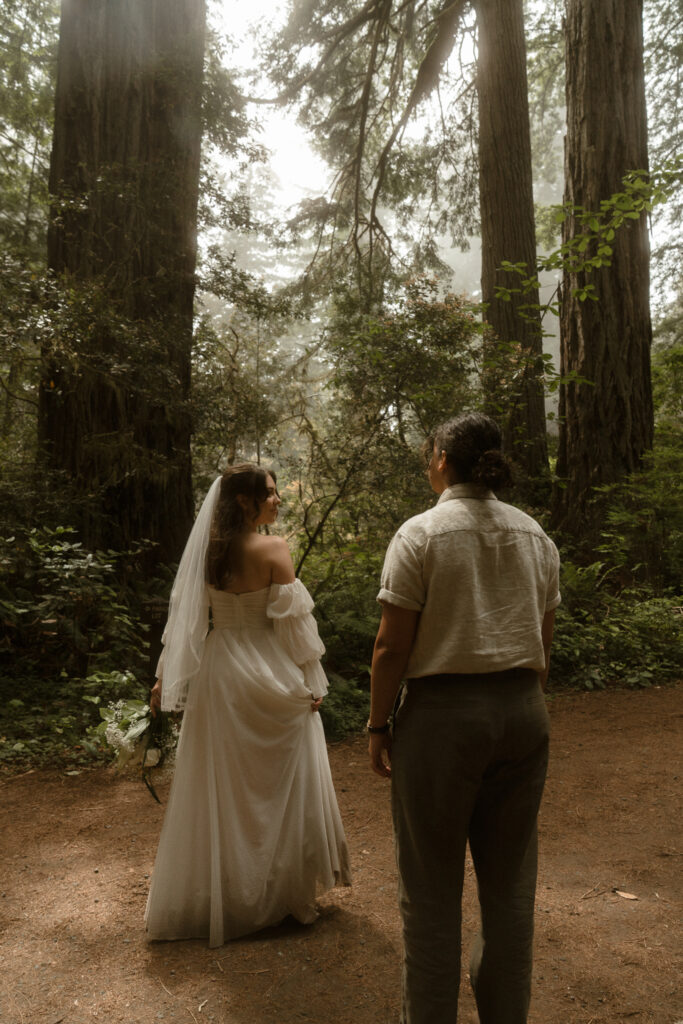 Intimate queer redwoods elopement wedding